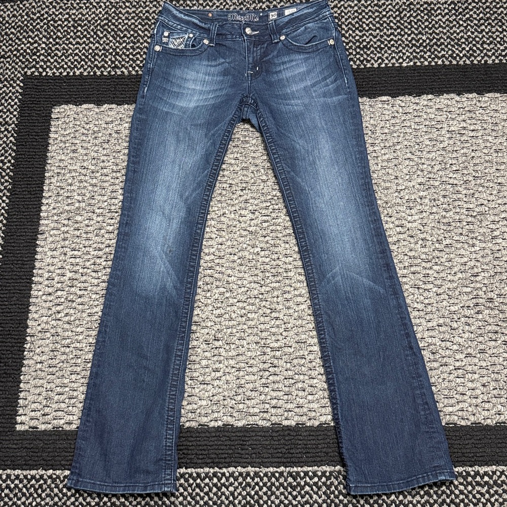 Miss Me Jeans Women’s Sz 30 Low Rise Rhinestone Boot Embellished Embroidered Y2K